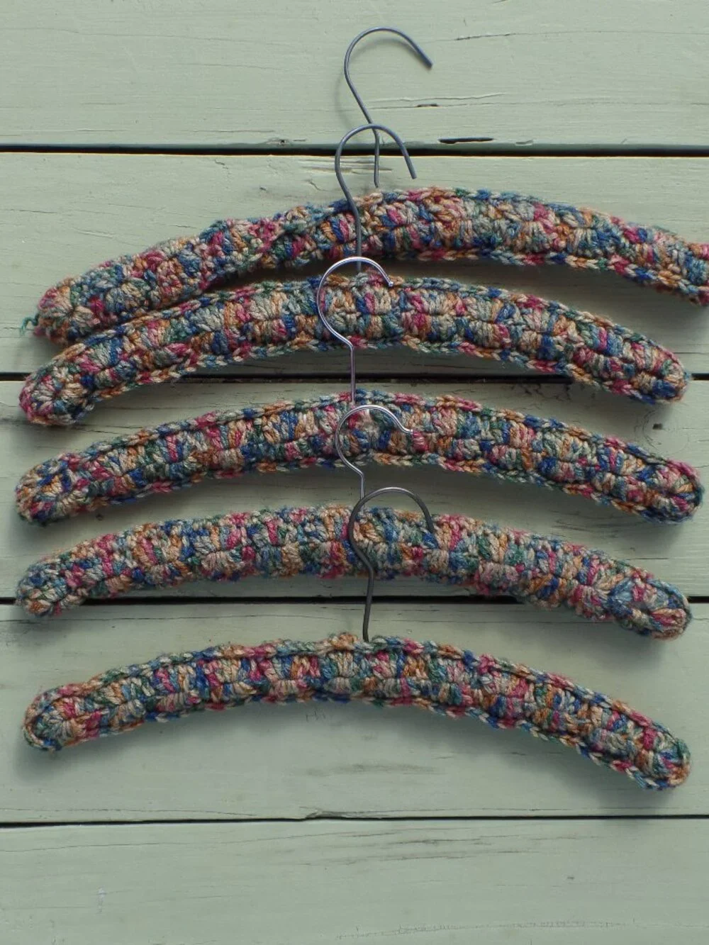 Vintage Hand Crocheted Hangers SET of 5 MULTI